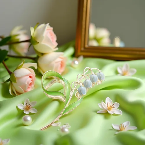 Vista 6 de Lily of the Valley - Accesorios para el cabello con flores, horquillas de metal, pinzas para cabello grueso y fino