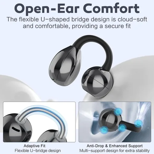 Vista 3 de Auriculares de oreja abierta, auriculares de conducción de aire, auriculares inalámbricos Bluetooth 5.4, auriculares con clip con micrófono de 42