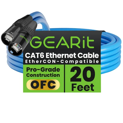 Vista 23 de GEARit Cable Ethercon CAT6 blindado (3 pies) de audio profesional e iluminación RJ45 EtherCON Cable compatible con EtherCON para estudio, escenario