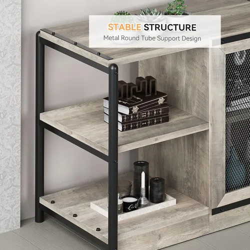 Vista 7 de IDEALHOUSE Soporte de TV para TV de más de 65 pulgadas, gabinete de consola de medios de entretenimiento industrial, soporte de TV