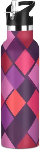 Vista 23 de Diamond Teal Royal Blue Double-Wall Insulation Reusable Water Bottle Insulated with Straw Lid BPA-Free Leak Proof for Sport Gym Outdoor Travel School
