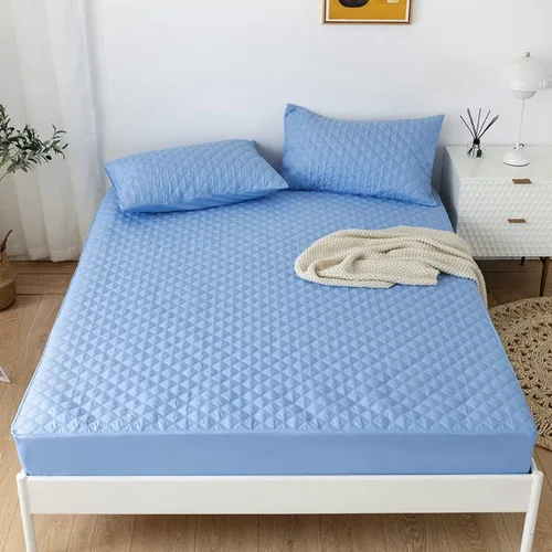 Vista 9 de jejeloiu Protector de colchón acolchado negro, 100% impermeable, transpirable, tamaño individual, protector de colchón de 14 pulgadas de profundidad