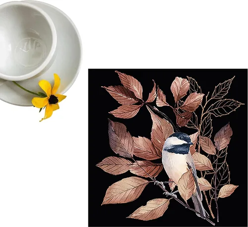 Vista 5 de Servilletas de pájaros de otoño de 13 x 13 pulgadas, servilletas de invierno negras, diseño de animales de Navidad, decoración para decoupage