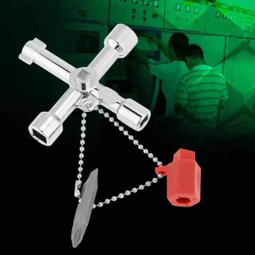 Vista 7 de Sheens Llave de intersección universal multifuncional de 4 vías para armario eléctrico, válvula de medidor de agua, 10 Uds