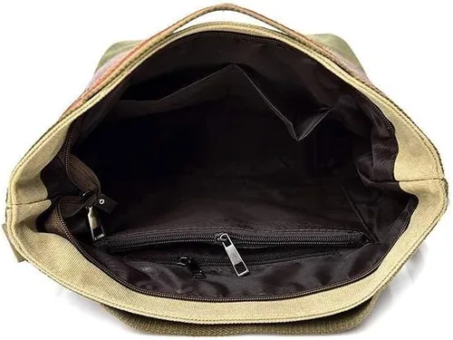 Vista 5 de Bolsa de hombro de lona para mujer, multicolor, casual, con asa superior, bandolera, Rayado, talla única