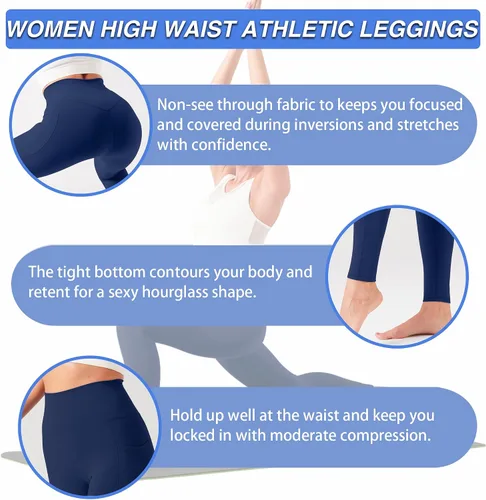 Vista 4 de YOYOYOGA Yoga Leggings for Women Carbon Finishing High Waisted Yoga Pants with Pockets Workout Running Legging