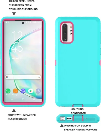 Vista 2 de Funda para Galaxy Note 10 Plus, [protección contra caídas] cuerpo completo, agarre de absorción de polvo, parachoques de plástico TPU de 3 capas