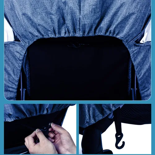 Vista 4 de Funda universal para la lluvia, transpirable, protector contra el clima, reutilizable, fácil instalación, cochecitos, accesorios, cochecitos Azul