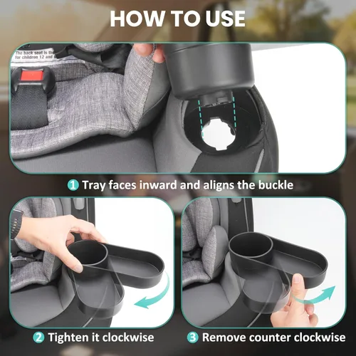 Vista 6 de Maxi-COSI Pria - Paquete de 2 bandejas para asiento de automóvil con portavasos para seguridad 1st EverFit & Grow and Go Cosco todo en uno