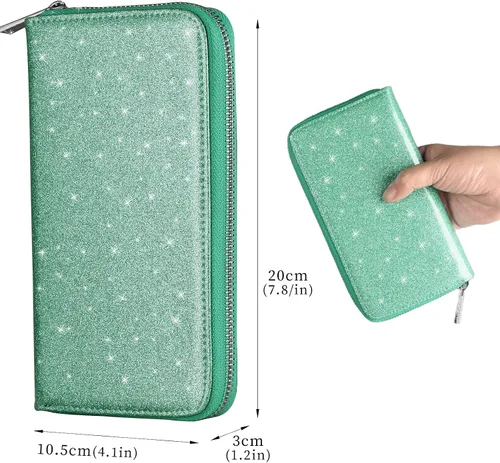 Vista 4 de Easyoulife Cartera de cuero genuino para mujer con tarjetero RFID seguro 36 ranuras