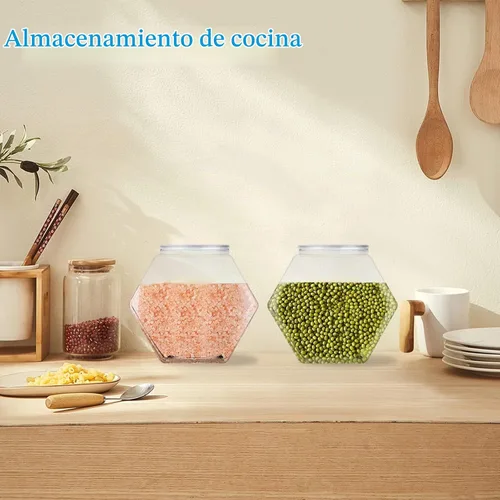 Vista 5 de Tarros hexagonales de plástico con tapas herméticas, paquete de 12, 30 onzas, reutilizables