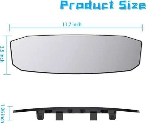 Vista 2 de Ajxn Espejo retrovisor panorámico antirreflejo de 12 pulgadas, gran angular universal para automóviles, SUV, camiones