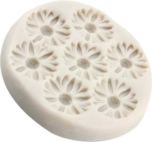 Vista 5 de Moldes de Silicona de Flores de Margarita Molde de Fondant de Flor de Crisantemo Para Decoración de Pasteles Adornos de Cupcakes Dulces Chocolate