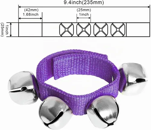 Vista 3 de Augshy Cascabeles, 24 Piezas Pulseras de Cascabel, 12 Instrumentos Musicales Regalo para Niños