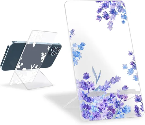 Vista 11 de Soporte de teléfono brillante para escritorio, bonito patrón de mármol verde transparente para niñas y mujeres, bonito soporte de acrílico