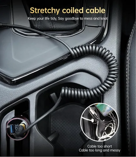 Vista 4 de Cable corto de carga para iPhone para automóvil, paquete de 2 cables Lightning enrollados de 3 pies [certificado MFi de Apple], cable de carga