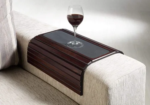 Vista 2 de Couchmaid - Bandeja de sofá de madera maciza (capuchino) hecha a mano Cappuccino