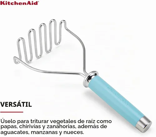 Vista 3 de KitchenAid Gourmet Machacador de Alambre de Acero Inoxidable, 10.24 Pulgadas, Azul Aguamarina