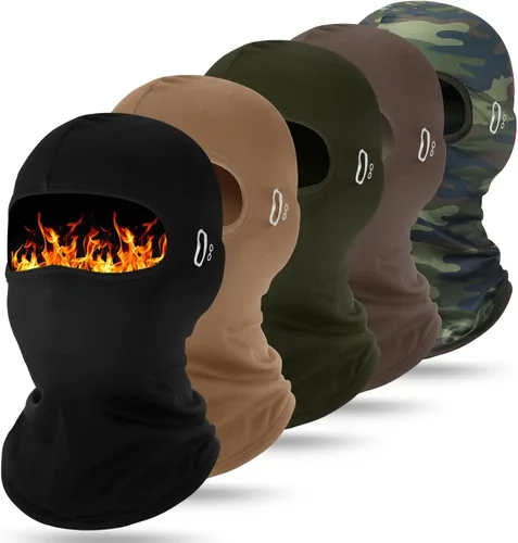 Vista 13 de Suhine 5 Piezas Máscara de Esquí de Pasamontañas Invierno, Resistente al Viento, Máscara Facial Completa Térmica para Clima Frío con Raya