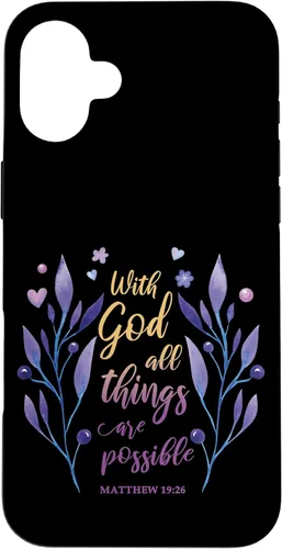 Vista 23 de with God All Things are Possible Matthew 19:26 Christian Case for iPhone 16