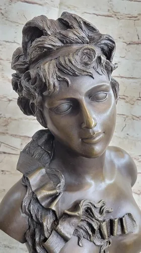 Vista 5 de EUROPEAN BRONZE Estatua de busto de bronce desnudo femenino victoriano europeo americano escultura mujer niña obra de arte brillante regalo