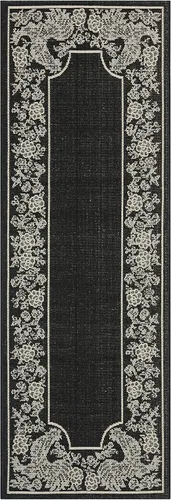 Vista 2 de SAFAVIEH Courtyard Collection - Alfombra de pasillo, 2 pies 3 pulgadas x 6 pies 7 pulgadas, color negro y arena, no desprende pelusa y de fácil