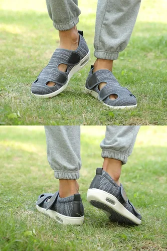 Vista 6 de ZUMEIJIA Zapatos para diabéticos para mujer, zapatos casuales ajustables para caminar, zapatos anchos para ancianos, pies hinchados