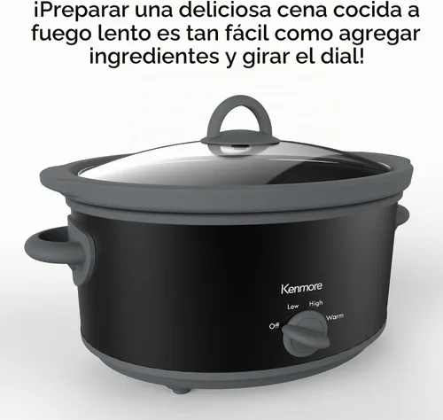 Vista 5 de Kenmore - Olla de cocción lenta de 5 cuartos de galón, olla de cocción lenta con ajustes programables, controles digitales, gran capacidad