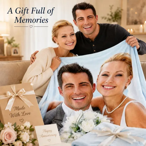 Vista 4 de DayOfShe envía al día siguiente, mantas personalizadas con fotos para regalos de novia, mantas personalizadas para esposa con imagen, manta