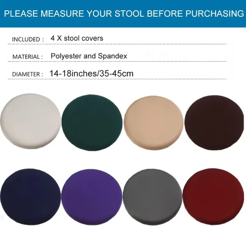 Vista 7 de ANWUCHEN - 4 fundas suaves para taburete, funda elástica para sillas redondas de madera y metal de 13 a 18 pulgadas (beige)