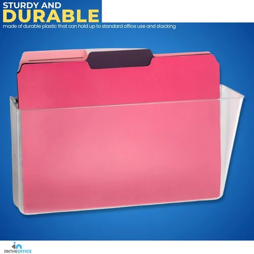 Vista 4 de 1InTheOffice Soporte para archivos de pared transparente, bolsillo único, tamaño carta, expandible, plástico