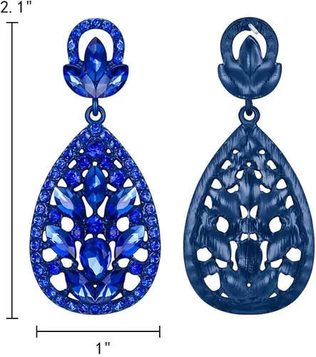 Vista 5 de EleQueen Aretes colgantes de cristal austriaco para mujer para boda