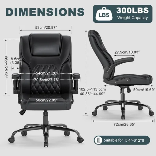 Vista 2 de Silla de Oficina Ejecutiva AnyGod, Sillas de Escritorio Ergonómicas y Cómodas para Computadora con Reposabrazos Abatibles, Soporte Lumbar, Respaldo
