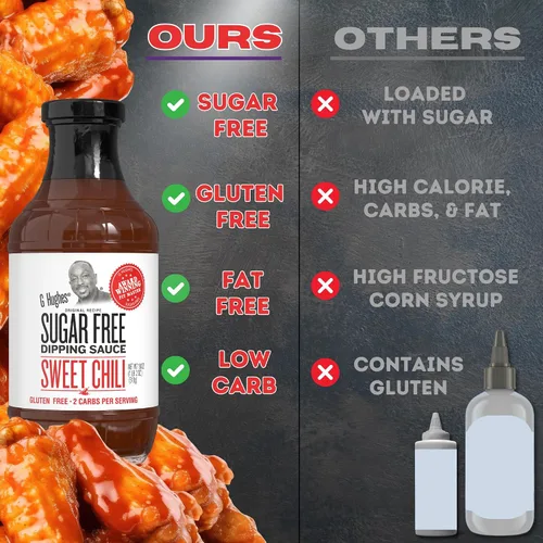 Vista 7 de G Hughes Salsa de chile dulce sin azúcar de 18 onzas (paquete de 3) Salsas de inmersión y adobos que son libres de gluten, bajas en carbohidratos