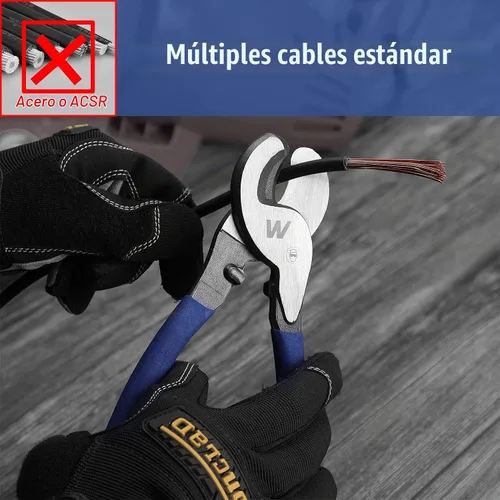 Vista 6 de Alicates de cable multifuncionales de 10.0 in, mango antideslizante, afilado, resistente al desgaste, cortadores de cable de acero de alto carbono