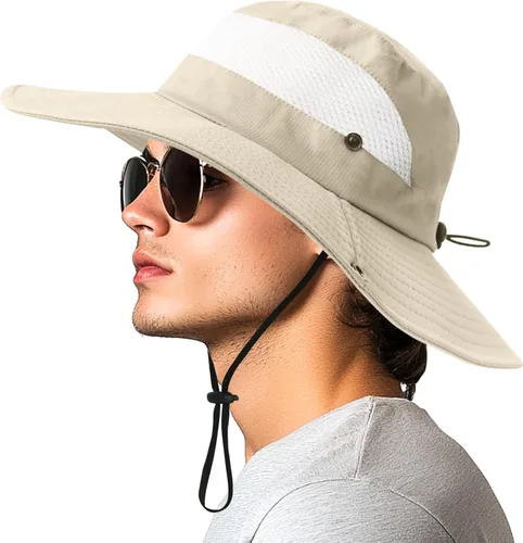 Vista 10 de PFFY Sun Beach Hats for Women Men UV Protection Wide Brim Foldable Fishing Sun Bucket Hat Outdoor Essentials