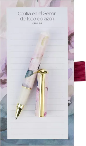 Vista 5 de Christian Art Gifts Juego Compacto de Bloc de Notas Magnético para Nevera y Bolígrafo para Mujer: Confía en el Señor Escritura Inspiradora, Floral