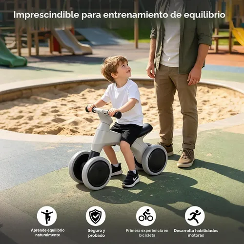 Vista 6 de Bicicleta de equilibrio para niños pequeños - Ruedas antiruido, sin pedal, anti-punta (gris)