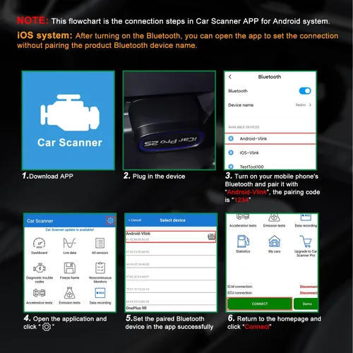 Vista 5 de Vgate iCar Pro (BT3.0/BLE4.0) Escáner OBD2 Bluetooth y Vgate iCar Pro 2S Bluetooth OBD2 Escáner para Android e iOS y Windows