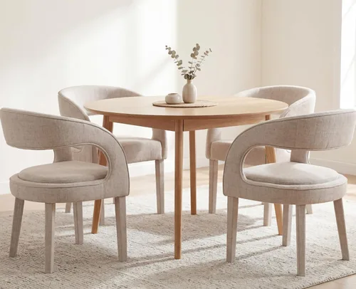 Vista 10 de ROCITY Juego de 2 sillas de comedor tapizadas con barril, tela de lino