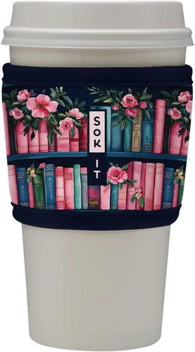 Vista 180 de Sok It HotSok Coffee & Tea - Funda de neopreno con aislamiento reutilizable (floral abstracto)