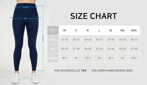 Vista 2 de Korea Dynamic Leggings Navy Blue, Asian Size, Spandex, With Pockets