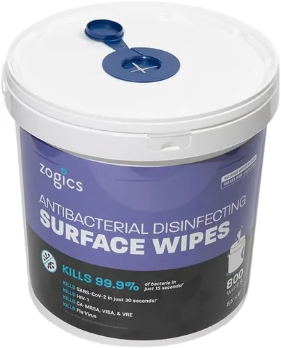 Vista 2 de Zogics Toallitas antibacterianas, toallitas desinfectantes para superficies y equipos de gimnasio registradas en la EPA (800 toallitas) +