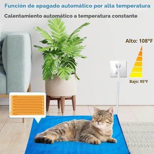 Vista 5 de MARUNDA Almohadilla térmica para mascotas, almohadilla térmica para gatos impermeable para interiores, temperatura constante automática, cable