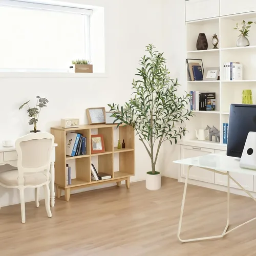 Vista 9 de Timoo Olivos artificiales para interiores con maceta blanca (5 pies)