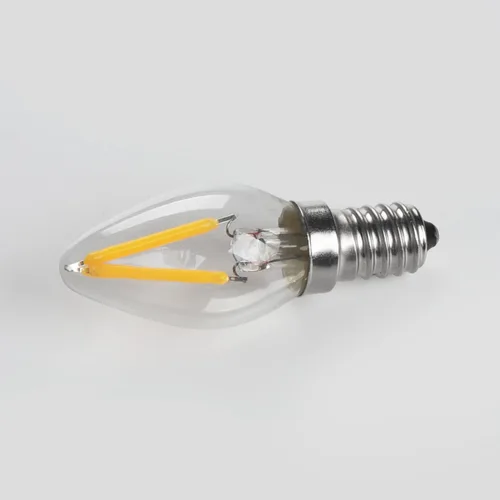 Vista 4 de Bombilla de luz nocturna C7 de filamento LED de 2 W, 2700 K, blanco cálido, 200 lm, lámpara base de candelabro E12 C7 con forma de mini torpedo