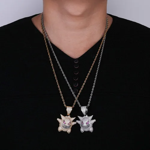 Vista 6 de NINE VEIWO Joyería de regalo para niños, unisex, exquisita, colgante de burbujas hip-hop, collar de gengar, cristal de diamantes de imitación