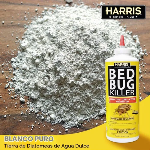 Vista 6 de Polvo de tierra de diatomeas Harris HDE-8 para chinches de cama, 8 onzas, amarillo