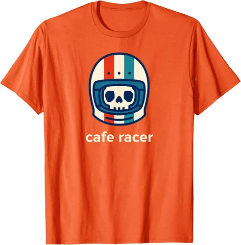 Vista 58 de Cafe Racer Moda Simple Casco Diseño Motocicleta Camiseta Negro