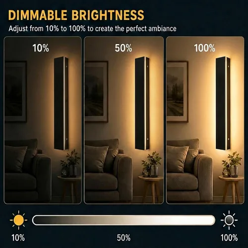 Vista 4 de Lámpara de Pared Moderna para Exteriores de 31 Pulgadas, Regulable 3000K-6000K, Aplique de Pared Lineal para Exteriores Impermeable IP65, Luces LED